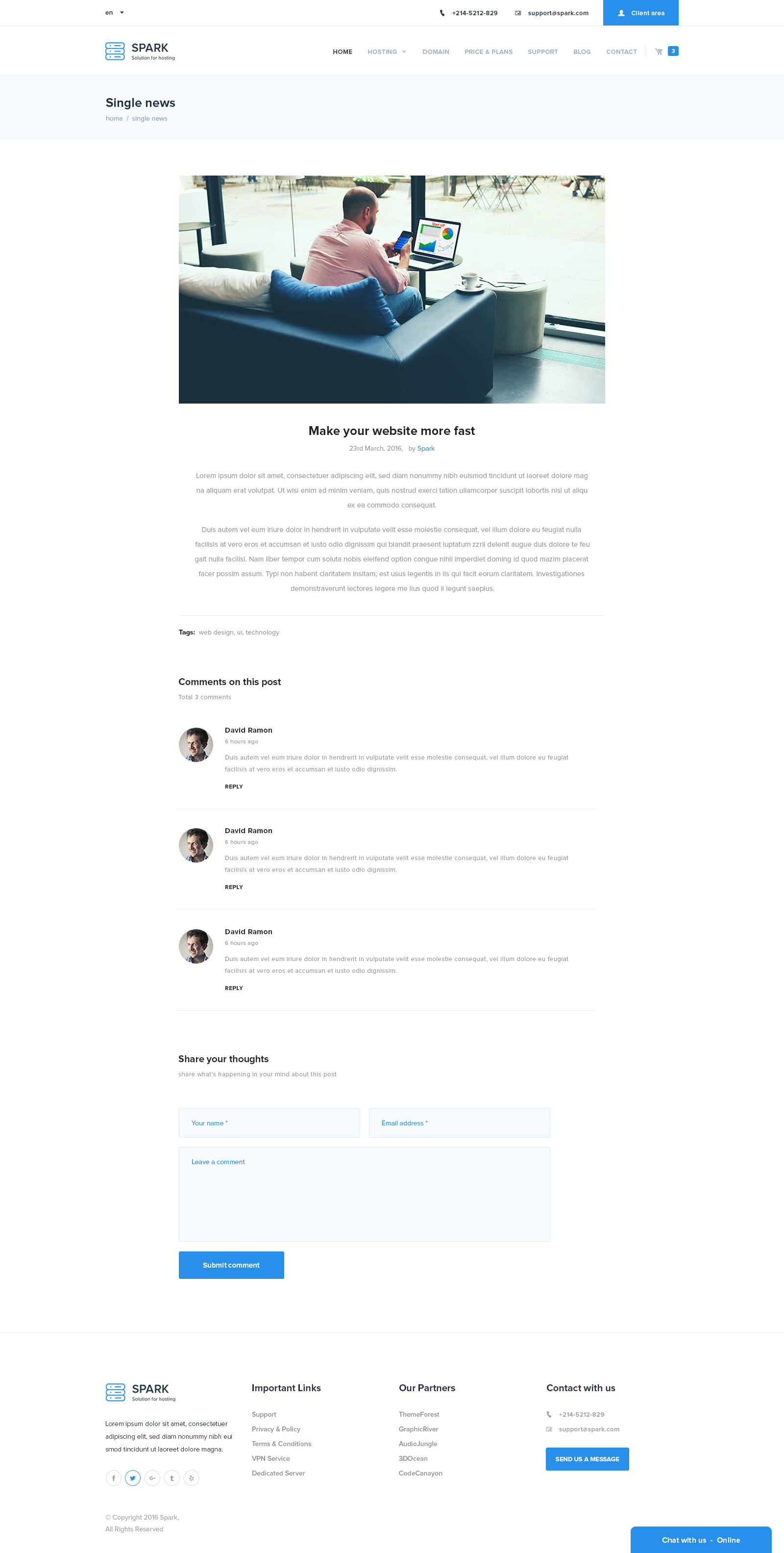 Spark Hosting and Technology PSD Template by finestgraph ThemeForest